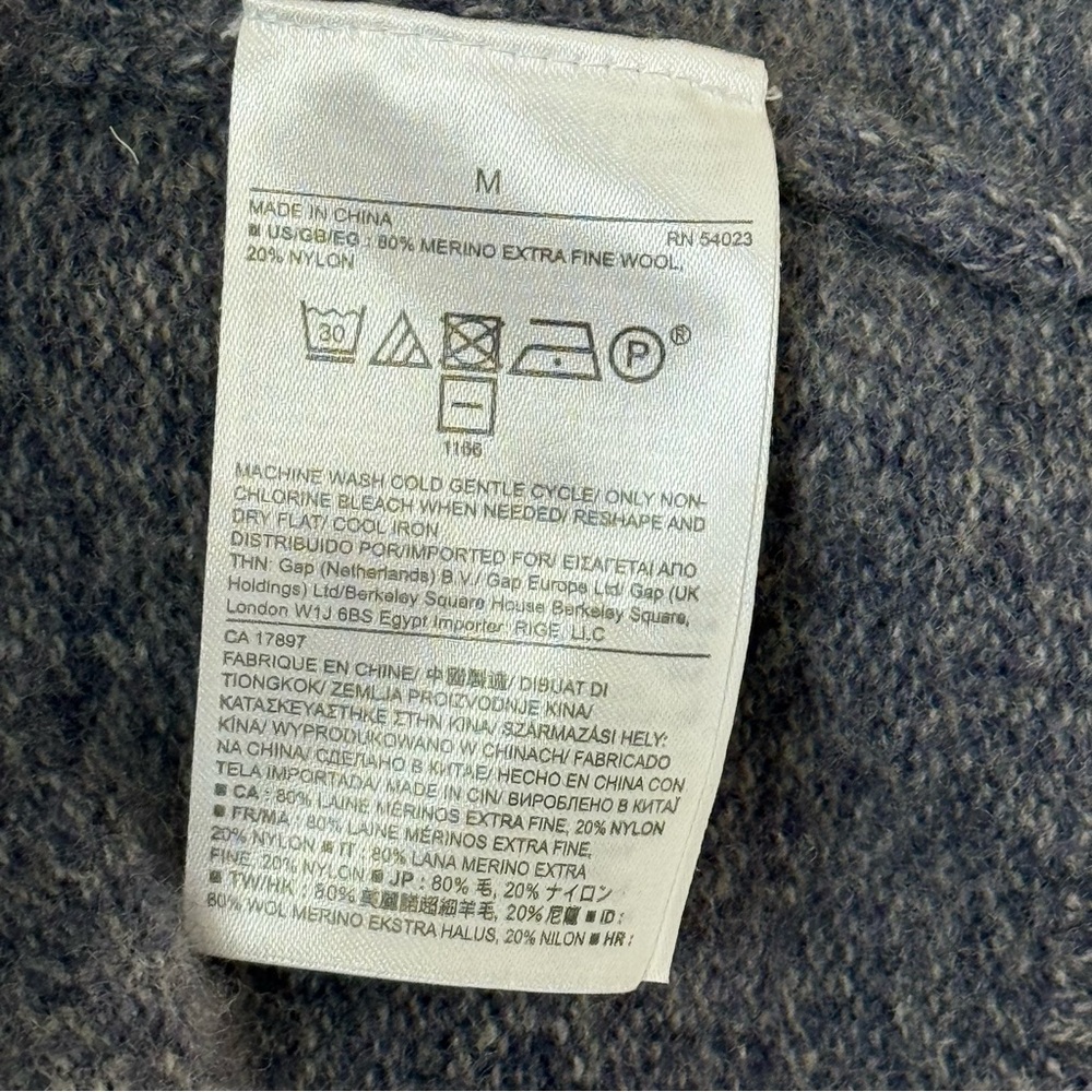 Banana Republic Men’s M Merino Wool Blend Full Zip Sweater Hoodie Gray Knit - Picture 6 of 6